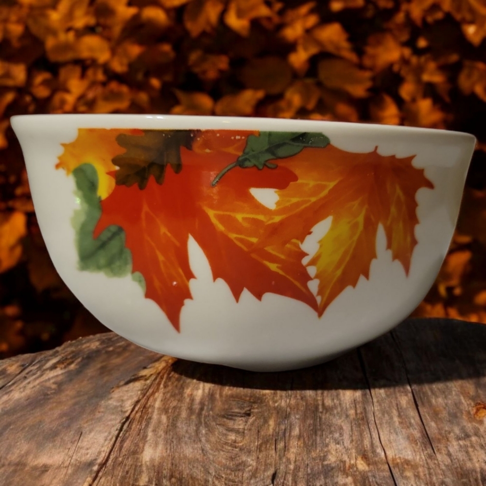 Vtg Greenbrier Royal Norfolk Autumn Leaves Thanksgiving Fall Bowl